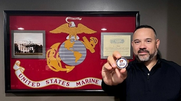 Gabe Garcia, Zeus' vice president of operations and a United States Marine, Proudly, veterans represent 8% of the Zeus workforce.