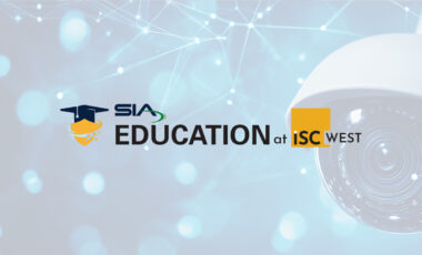 SIA Education at ISC West logo on security tech concept background