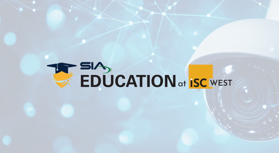 SIA Education at ISC West logo on security tech concept background